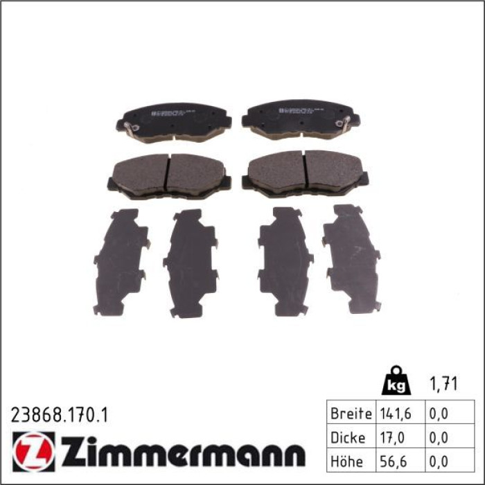 23868.170.1 ZIMMERMANN Bremsbeläge 23868.170.1 23868.170.1 ZIMMERMANN Bremsbeläge 23868.170.1