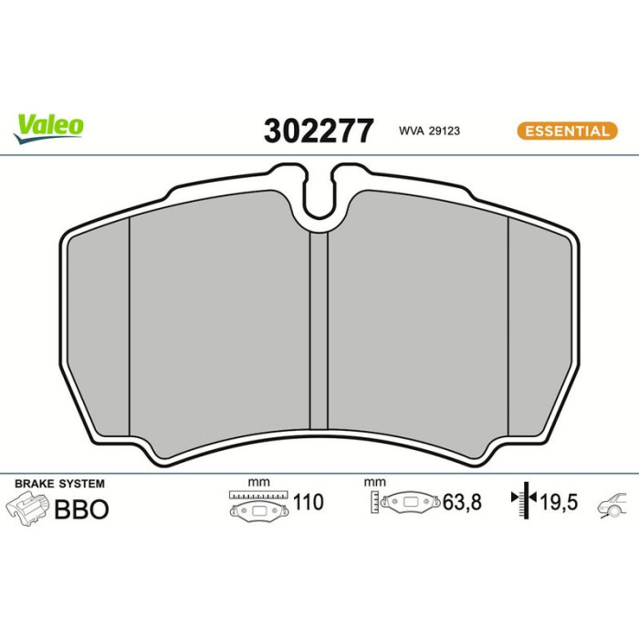 Valeo Bremsbelagsatz 302277 Valeo Bremsbelagsatz 302277
