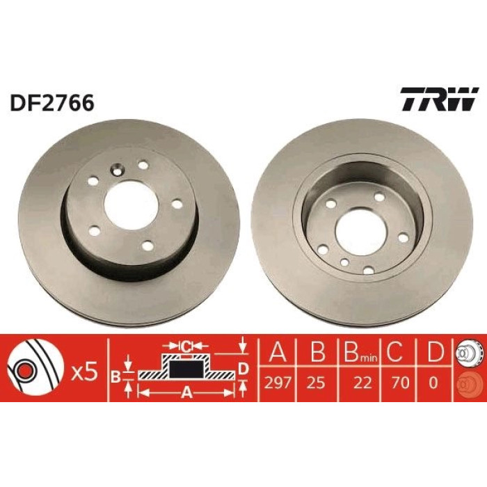 TRW Bremsscheibe Land Rover Range Rover 94 DF2766 TRW Bremsscheibe Land Rover Range Rover 94 DF2766