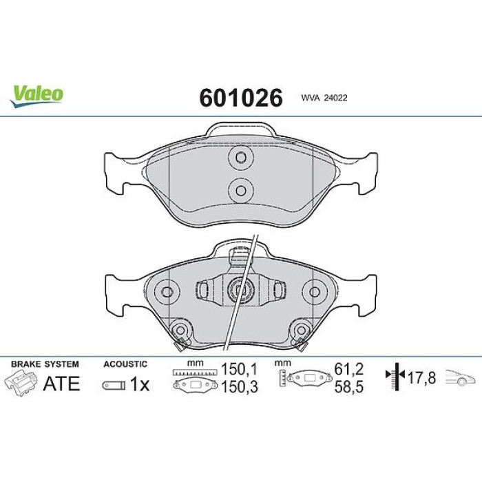 Valeo Bremsbelagsatz 601026 Valeo Bremsbelagsatz 601026