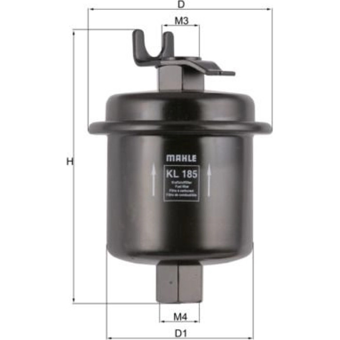 KL 185 MAHLE Kraftstofffilter KL 185, Leitungsfilter, Höhe 115 mm – u. a. für Honda Civic VI Fastback (MA, MB), VI Hatchback (EJ, EK), VI Aerodeck (MB, MC) – OE Nummer 16010S01A30 - l KL 185 MAHLE Kraftstofffilter KL 185, Leitungsfilter, Höhe 115 mm – u. a. für Honda Civic VI Fastback (MA, MB), VI Hatchback (EJ, EK), VI Aerodeck (MB, MC) – OE Nummer 16010S01A30 - l