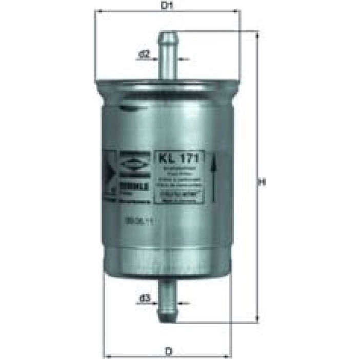 KL 171 MAHLE Kraftstofffilter KL 171, Leitungsfilter, Höhe 125 mm – u. a. für Opel Campo (TF0, TF1), Frontera A (U92), A Sport (U92) – OE Nummer 4312803 - l KL 171 MAHLE Kraftstofffilter KL 171, Leitungsfilter, Höhe 125 mm – u. a. für Opel Campo (TF0, TF1), Frontera A (U92), A Sport (U92) – OE Nummer 4312803 - l