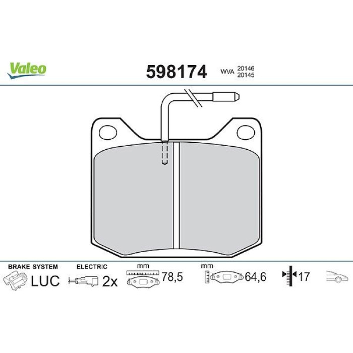Valeo Bremsbelagsatz 598174 Valeo Bremsbelagsatz 598174
