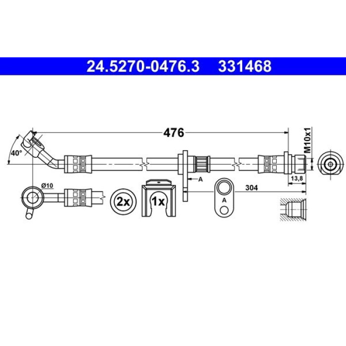 ATE Bremsschlauch 24.5270-0476.3 ATE Bremsschlauch 24.5270-0476.3