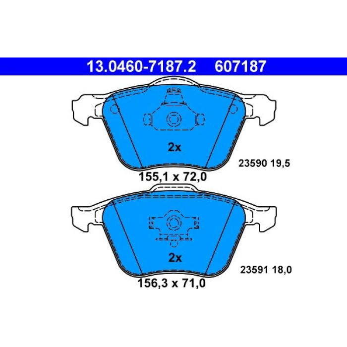 ATE Bremsbelagsatz Volvo Vorderachse S60/S80/V70/Xc90 98 13.0460-7187.2 ATE Bremsbelagsatz Volvo Vorderachse S60/S80/V70/Xc90 98 13.0460-7187.2