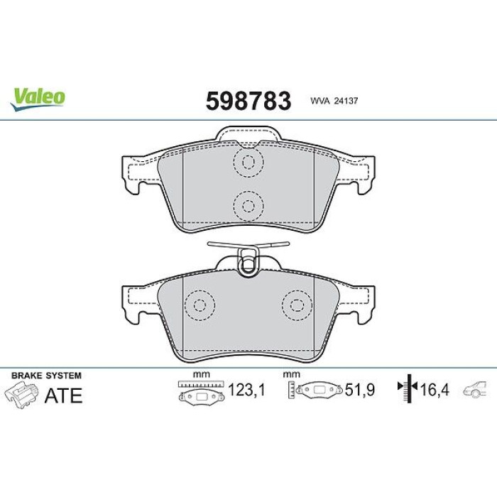 Valeo Bremsbelagsatz 598783 Valeo Bremsbelagsatz 598783