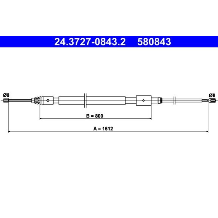 ATE Handbremsseil 24.3727-0843.2 ATE Handbremsseil 24.3727-0843.2