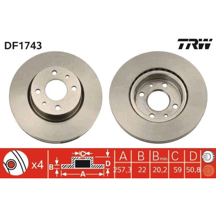 DF1743 TRW Bremsscheibe DF1743 DF1743 TRW Bremsscheibe DF1743