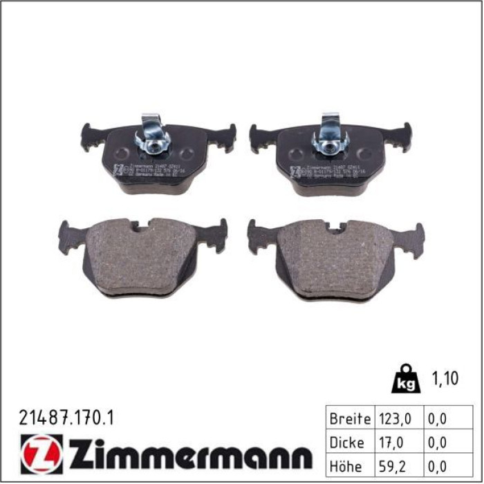 ZIMMERMANN Bremsbeläge 21487.170.1 ZIMMERMANN Bremsbeläge 21487.170.1