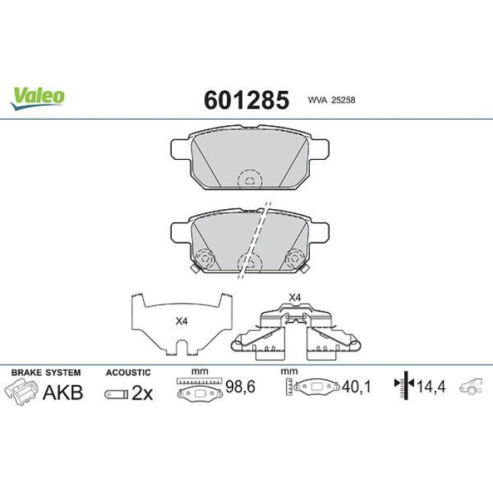 Valeo Bremsbelagsatz 601285 Valeo Bremsbelagsatz 601285
