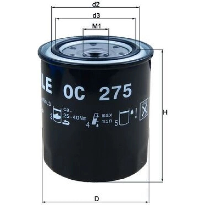 OC 275 MAHLE Ölfilter OC 275, Anschraubfilter, Höhe 121,6 mm – u. a. für VW Taro, Ford Ranger (ER, EQ, R_), Toyota Hilux V Pick-Up (_N8_, _N9_, _N10_, _N11_) – OE Nummer I9091503006 - l OC 275 MAHLE Ölfilter OC 275, Anschraubfilter, Höhe 121,6 mm – u. a. für VW Taro, Ford Ranger (ER, EQ, R_), Toyota Hilux V Pick-Up (_N8_, _N9_, _N10_, _N11_) – OE Nummer I9091503006 - l