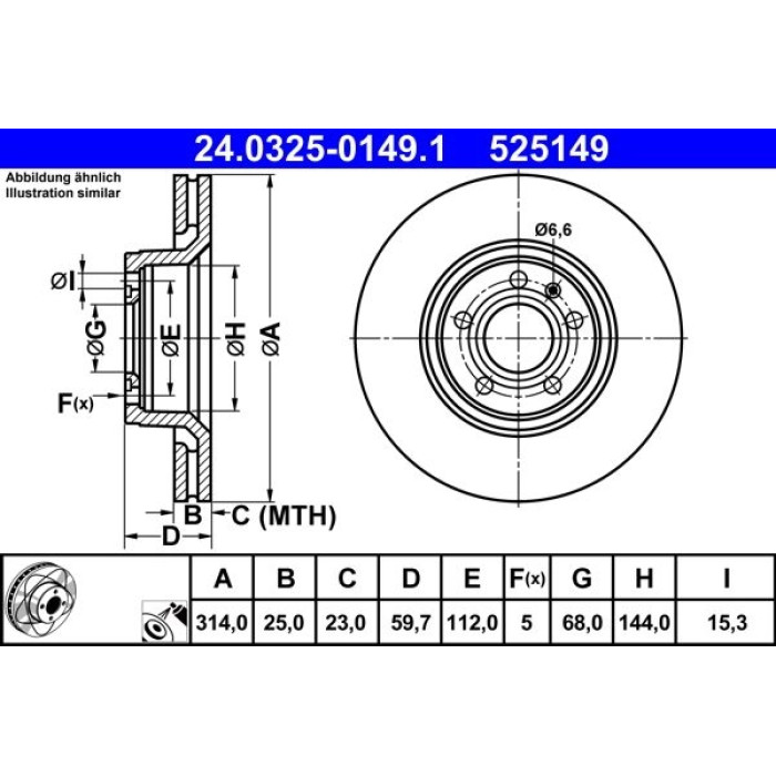 ATE Bremsscheibe 24.0325-0149.1
