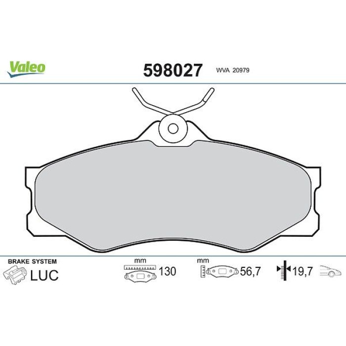 Valeo Bremsbelagsatz 598027 Valeo Bremsbelagsatz 598027