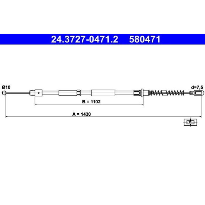 ATE Handbremsseil 24.3727-0471.2 ATE Handbremsseil 24.3727-0471.2
