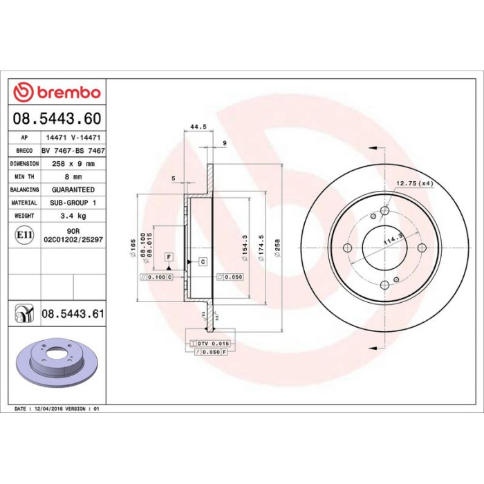Brembo Bremsscheibe 08.5443.60 Brembo Bremsscheibe 08.5443.60