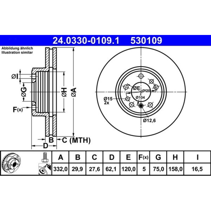 ATE Bremsscheibe BMW Vorderachse X3/X5 3.0-4.4 00-10 PowerDisc 24.0330-0109.1 ATE Bremsscheibe BMW Vorderachse X3/X5 3.0-4.4 00-10 PowerDisc 24.0330-0109.1