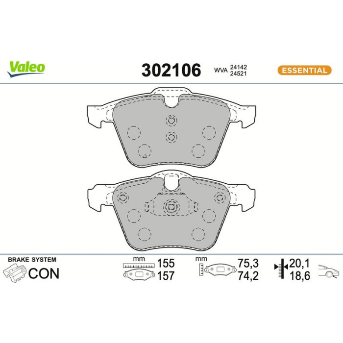 Valeo Bremsbelagsatz 302106 Valeo Bremsbelagsatz 302106