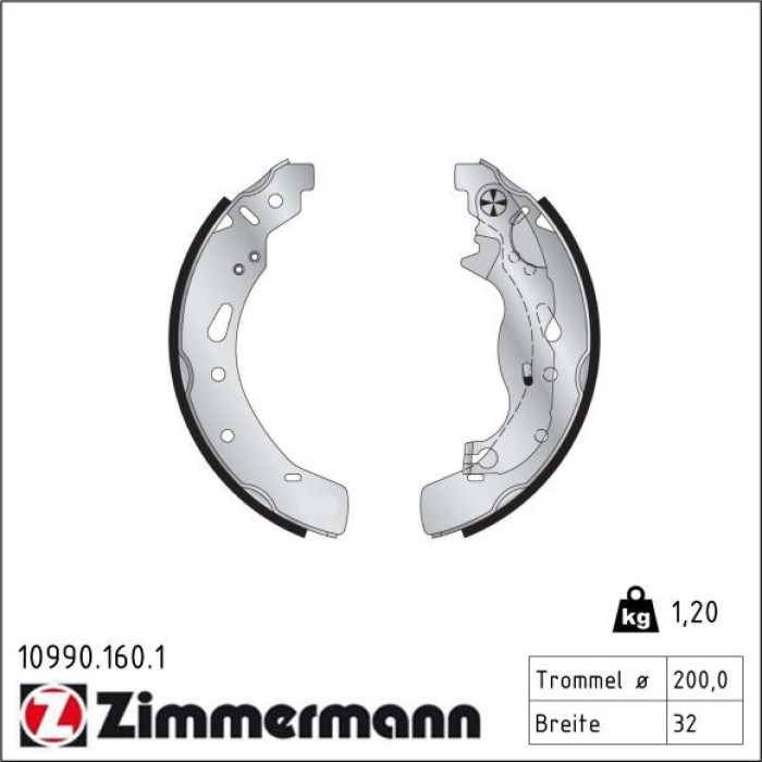 ZIMMERMANN Bremsbackensatz 10990.160.1 ZIMMERMANN Bremsbackensatz 10990.160.1