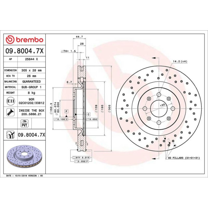 Brembo Bremsscheibe Vorderachse Xtra 09.8004.7X