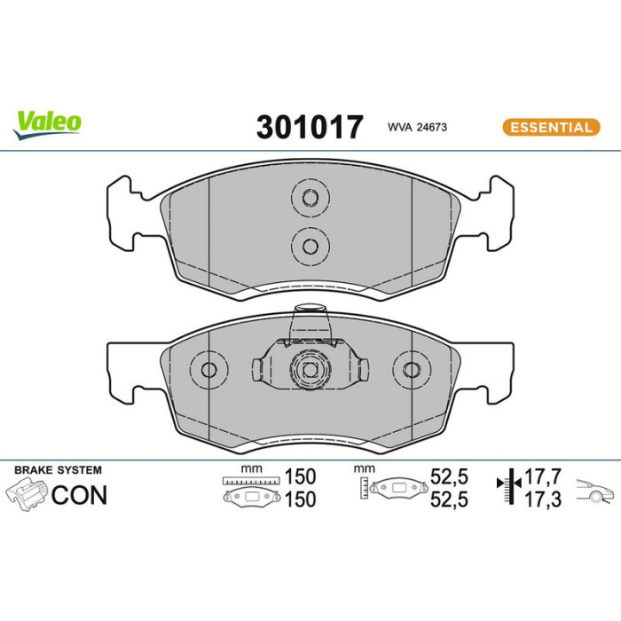 Valeo Bremsbelagsatz 301017 Valeo Bremsbelagsatz 301017