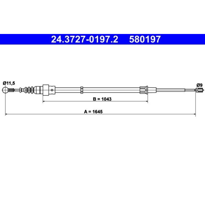 ATE Handbremsseil 24.3727-0197.2 ATE Handbremsseil 24.3727-0197.2