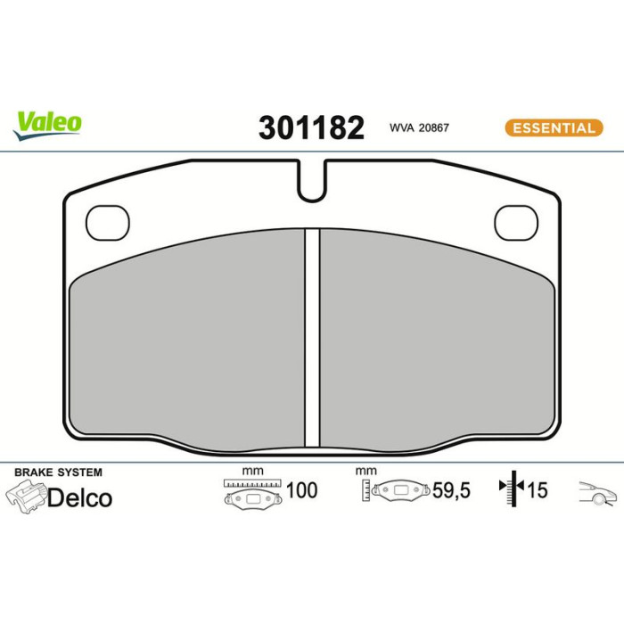 Valeo Bremsbelagsatz 301182 Valeo Bremsbelagsatz 301182