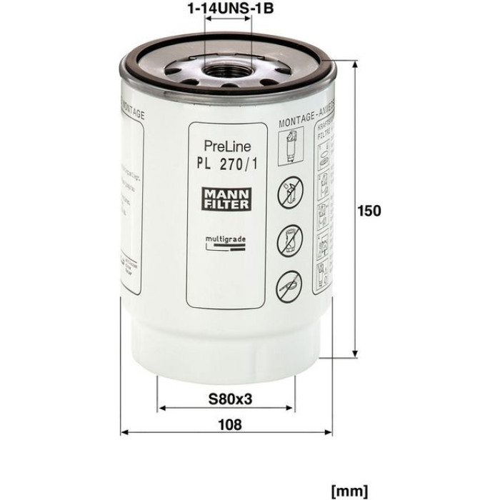 MANN-FILTER Kraftstofffilter LKW PL 270/1 x MANN-FILTER Kraftstofffilter LKW PL 270/1 x