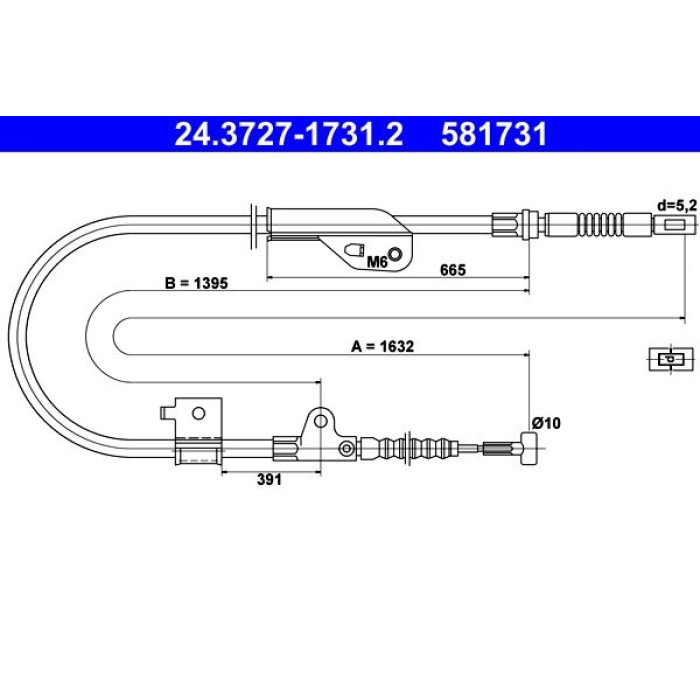 ATE Handbremsseil 24.3727-1731.2 ATE Handbremsseil 24.3727-1731.2