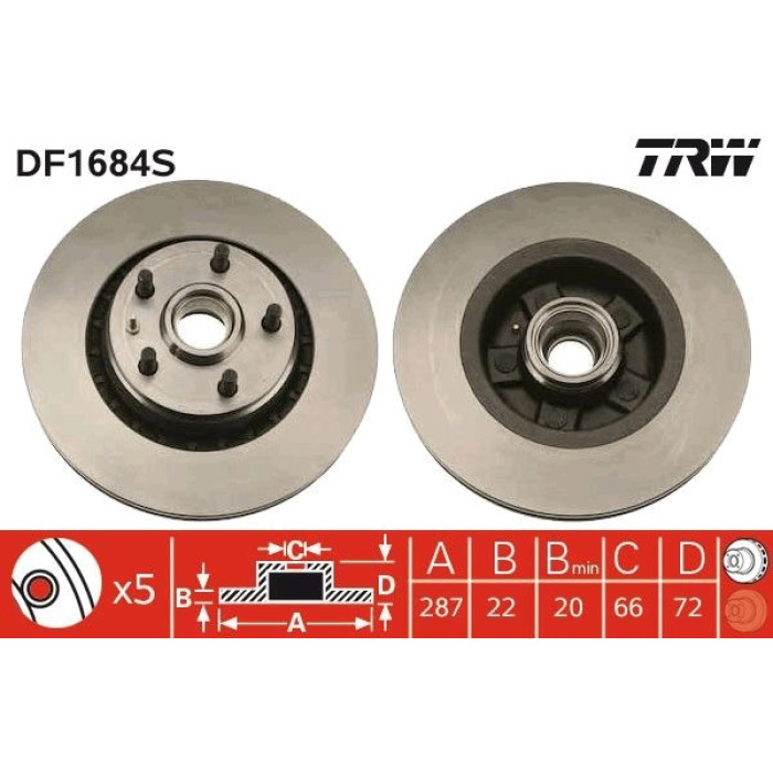 TRW Bremsscheibe DF1684S TRW Bremsscheibe DF1684S