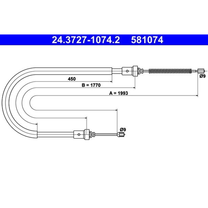 ATE Handbremsseil 24.3727-1074.2 ATE Handbremsseil 24.3727-1074.2
