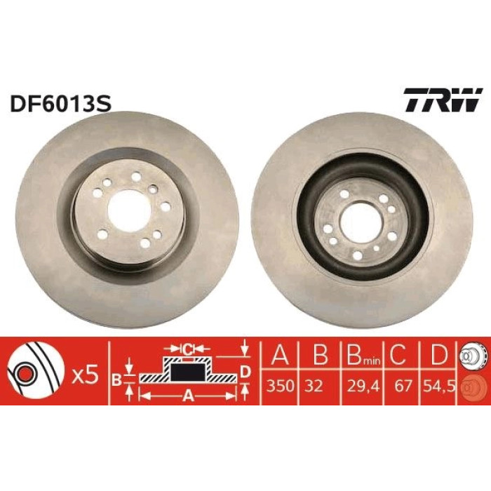 TRW Bremsscheibe Mercedes-Benz W164/W251 05 DF6013S TRW Bremsscheibe Mercedes-Benz W164/W251 05 DF6013S