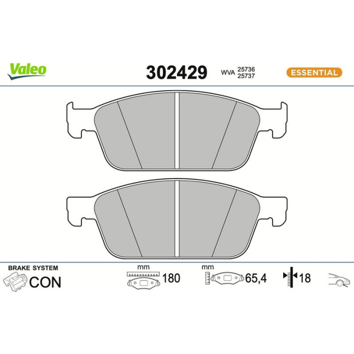 Valeo Bremsbelagsatz 302429 Valeo Bremsbelagsatz 302429
