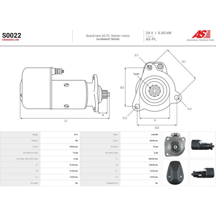 S0022 AS-PL Anlasser (Starter) S0022