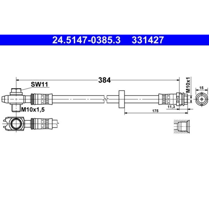 ATE Bremsschlauch 24.5147-0385.3 ATE Bremsschlauch 24.5147-0385.3