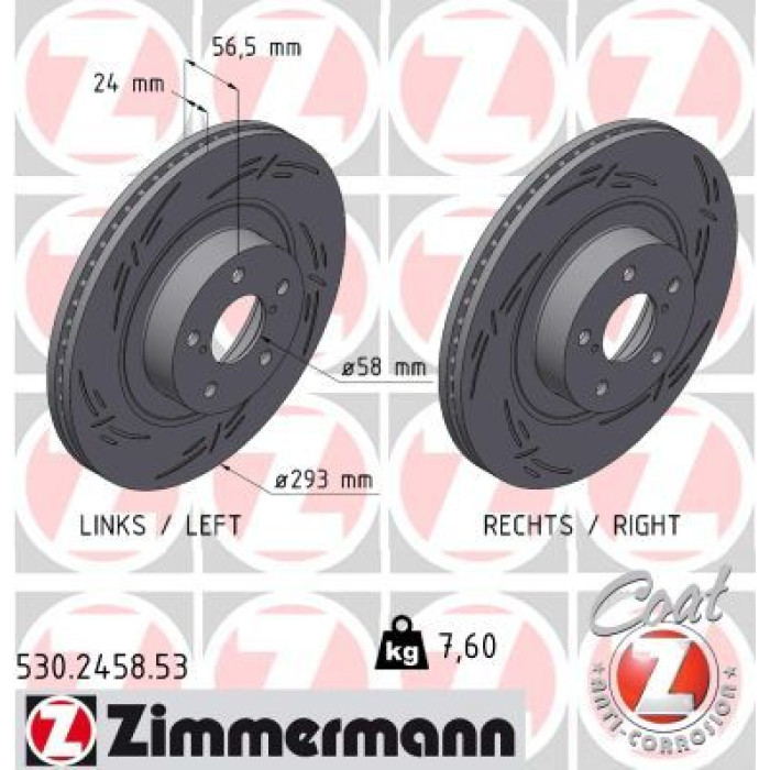 Zimmermann Bremsscheibe 530.2458.53 Zimmermann Bremsscheibe 530.2458.53