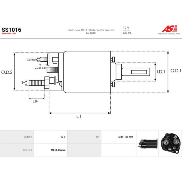 AS-PL Magnetschalter für Anlasser SS1016 AS-PL Magnetschalter für Anlasser SS1016
