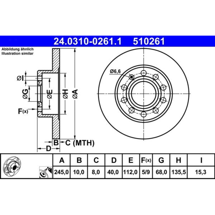 ATE Bremsscheibe Audi Hinterachse A4 1.6-3.2 00-08 PowerDisc 24.0310-0261.1 ATE Bremsscheibe Audi Hinterachse A4 1.6-3.2 00-08 PowerDisc 24.0310-0261.1