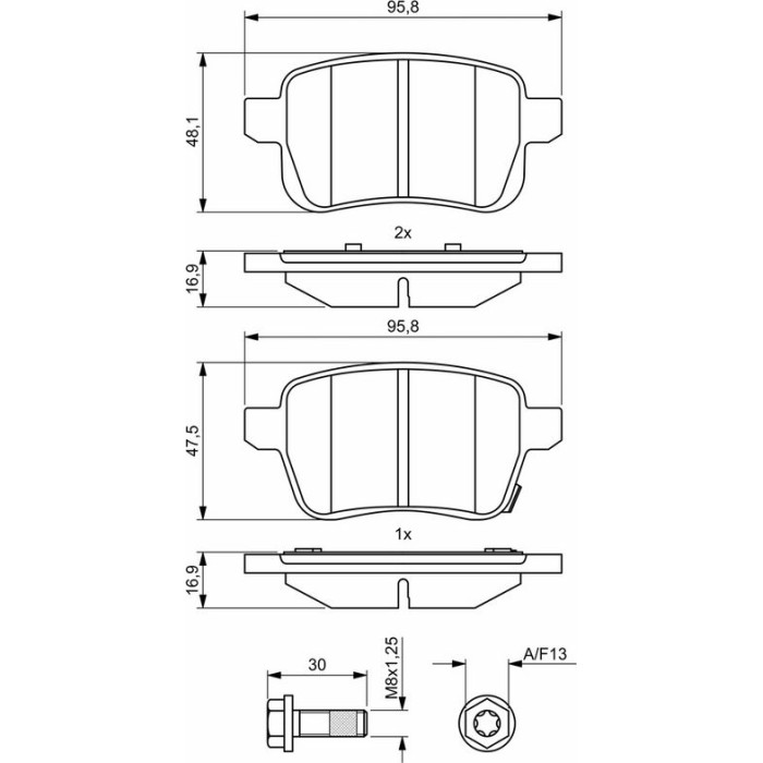 Bosch Bremsbelagsatz Hinterachse 0 986 494 825 Bosch Bremsbelagsatz Hinterachse 0 986 494 825