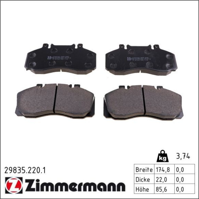 ZIMMERMANN Bremsbeläge 29835.220.1 ZIMMERMANN Bremsbeläge 29835.220.1