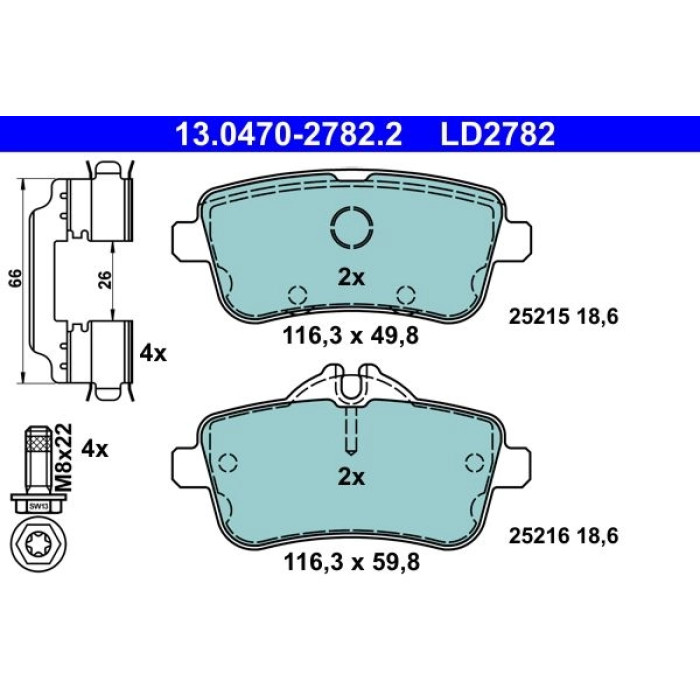 13.0470-2782.2 ATE Bremsbelagsatz Mercedes-Benz Hinterachse W166/C292/X166 2, 1-4, 7 11- Keramik 13.0470-2782.2 13.0470-2782.2 ATE Bremsbelagsatz Mercedes-Benz Hinterachse W166/C292/X166 2, 1-4, 7 11- Keramik 13.0470-2782.2