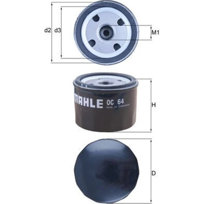 OC 64 MAHLE Ölfilter OC 64, Anschraubfilter, Höhe 58,4 mm – OE Nummer 2904941 - l OC 64 MAHLE Ölfilter OC 64, Anschraubfilter, Höhe 58,4 mm – OE Nummer 2904941 - l