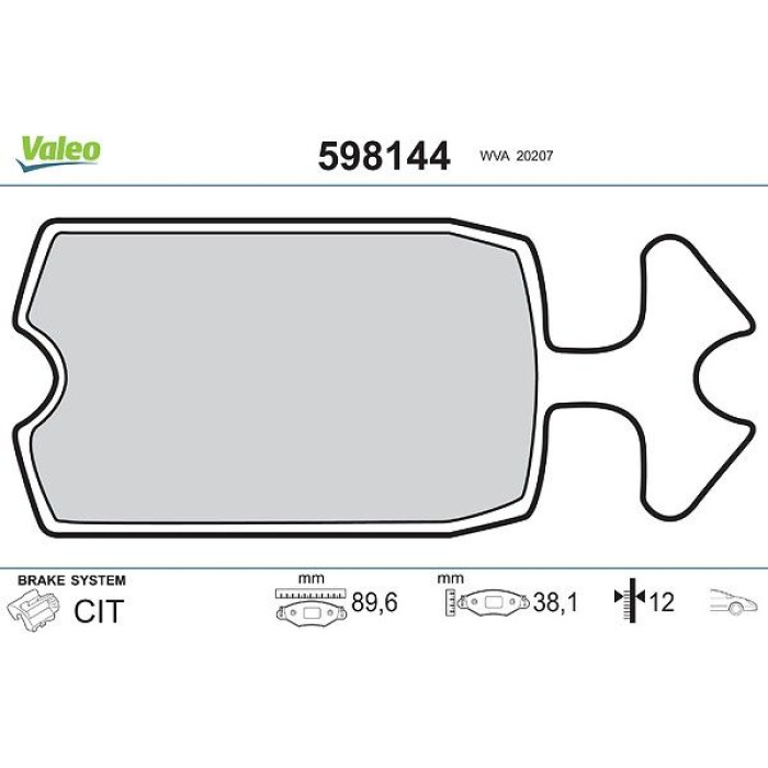 Valeo Bremsbelagsatz 598144 Valeo Bremsbelagsatz 598144