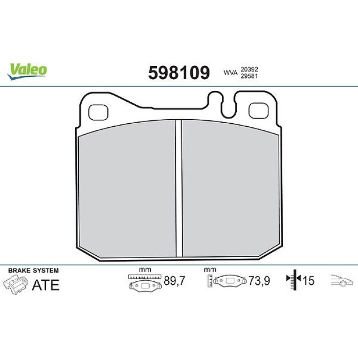 Valeo Bremsbelagsatz 598109 Valeo Bremsbelagsatz 598109