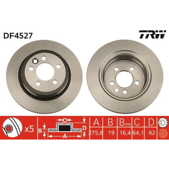 TRW Bremsscheibe Hinterachse DF4527 TRW Bremsscheibe Hinterachse DF4527