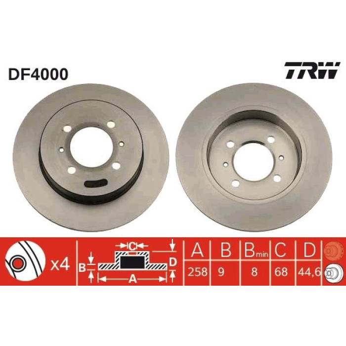 TRW Bremsscheibe NISSAN ALMERA DF4000