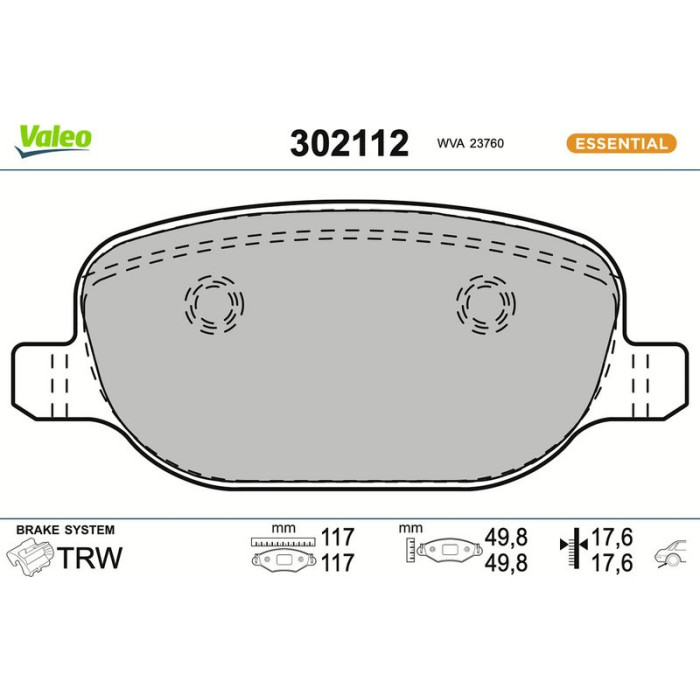 Valeo Bremsbelagsatz 302112 Valeo Bremsbelagsatz 302112