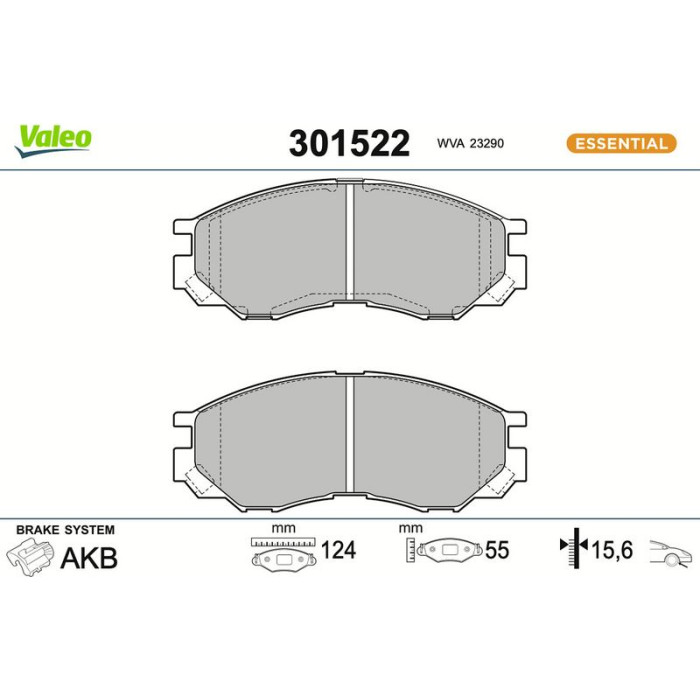 301522 Valeo Bremsbelagsatz 301522 301522 Valeo Bremsbelagsatz 301522