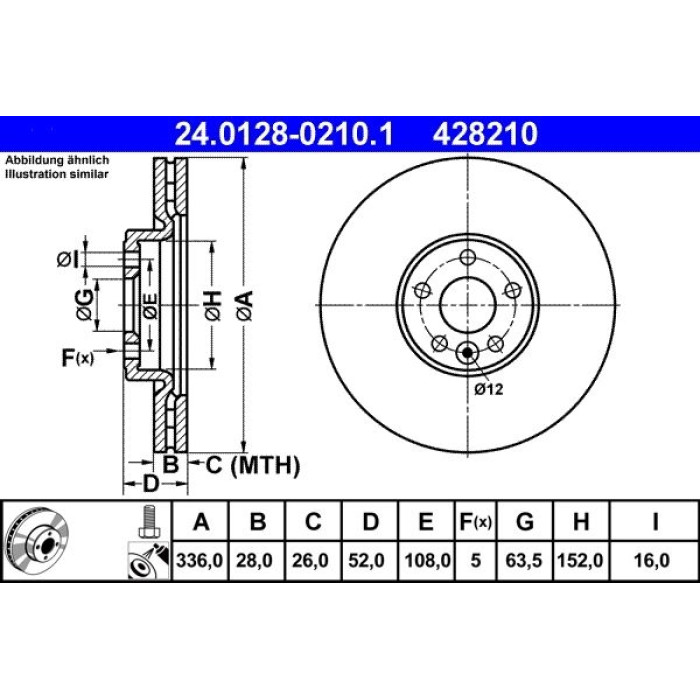 ATE Bremsscheibe Volvo Vorderachse S60/S80/V70/Xc70 07 24.0128-0210.1
