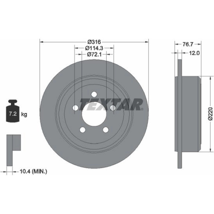 Textar Bremsscheibe 92202703 Textar Bremsscheibe 92202703