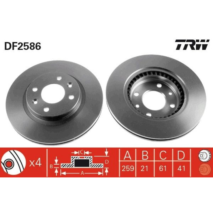 TRW Bremsscheibe Renault Kangoo DF2586